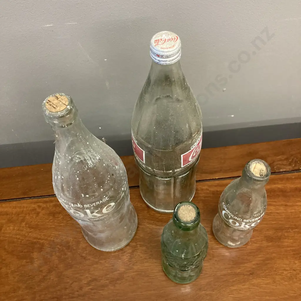 Vintage Coca-Cola Bottles - Embossed Hobble Skirt Bottle San Francisco Pat D-105529 & Printed Bottles Image 1++